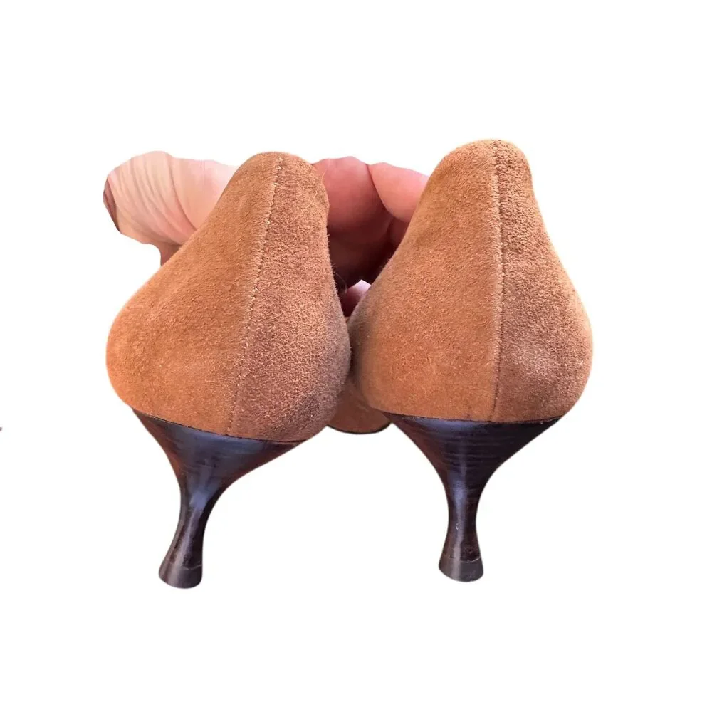 DONALD PLINER Rome Suede Kitten Heel Brown‎ Sz 7